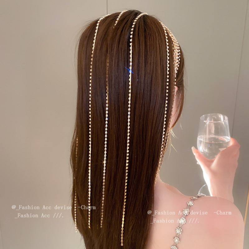 Wholesale Fashion Personality Diamond tassel multi-layer exaggerated design headband